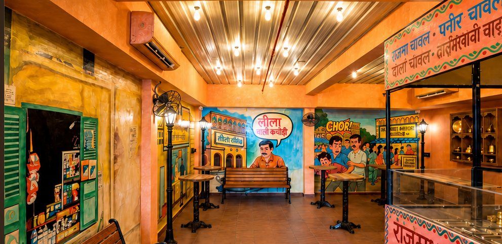 Bajpayee Kachori Bhandar with hand-painted murals